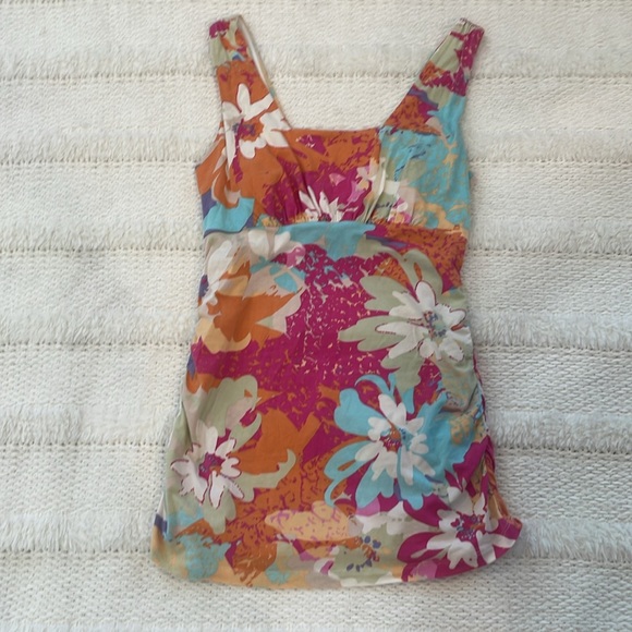 Cabi tunic tunic top floral square neck cotton stretch multicolored women size M - Picture 8 of 11